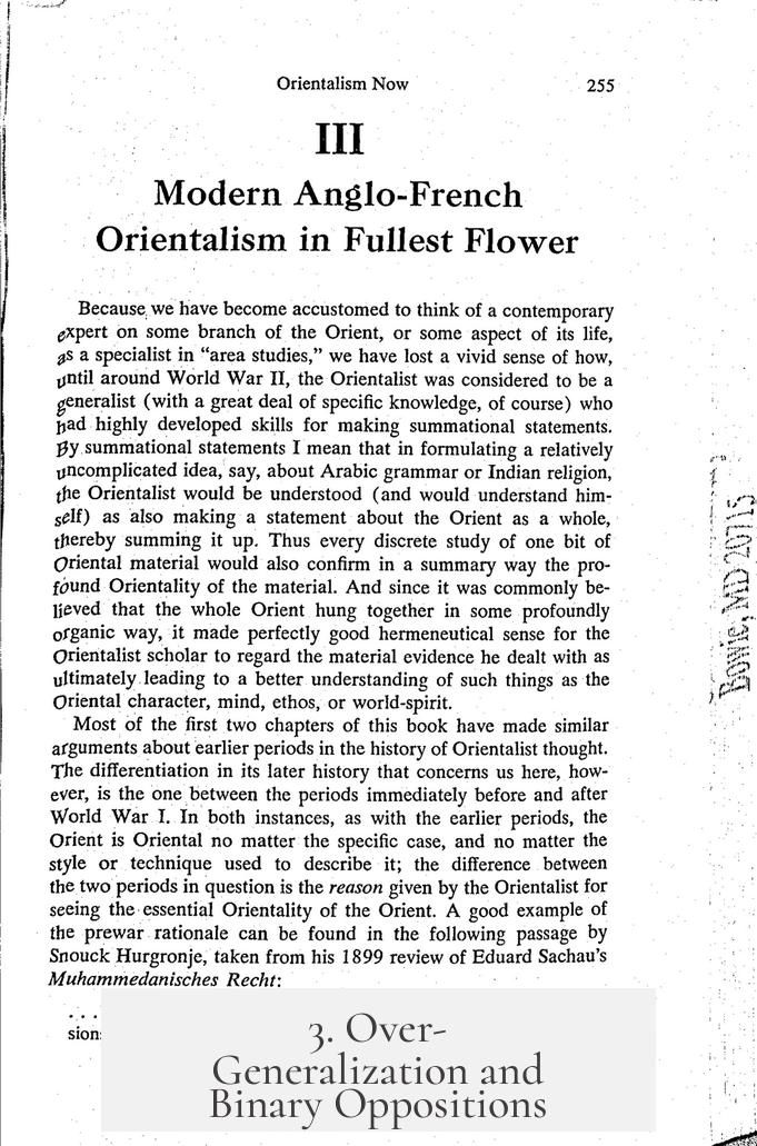 3. Over-Generalization and Binary Oppositions