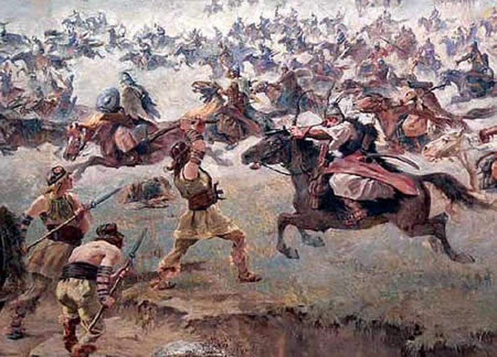 The Magyars originate from the Pontic-Caspian steppe region, specifically from an area known as Levedia within the Khazar Khaganate, before migrating into the Pannonian Plain.