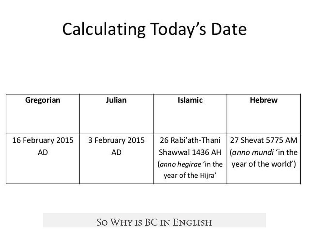 So Why is BC in English?