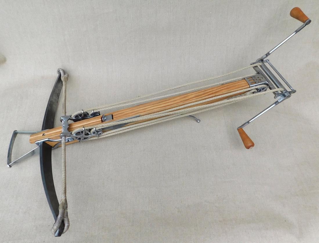 The ammunition for the windlass arbalest was a critical factor in its effectiveness. Bolts used were likely heavier than those fired by lighter crossbows to capitalize on the weapon’s greater power. The physics of the crossbow's mechanics supports this: while bolt velocity remained similar across different crossbow types, heavier bolts delivered more force on impact due to increased mass.
