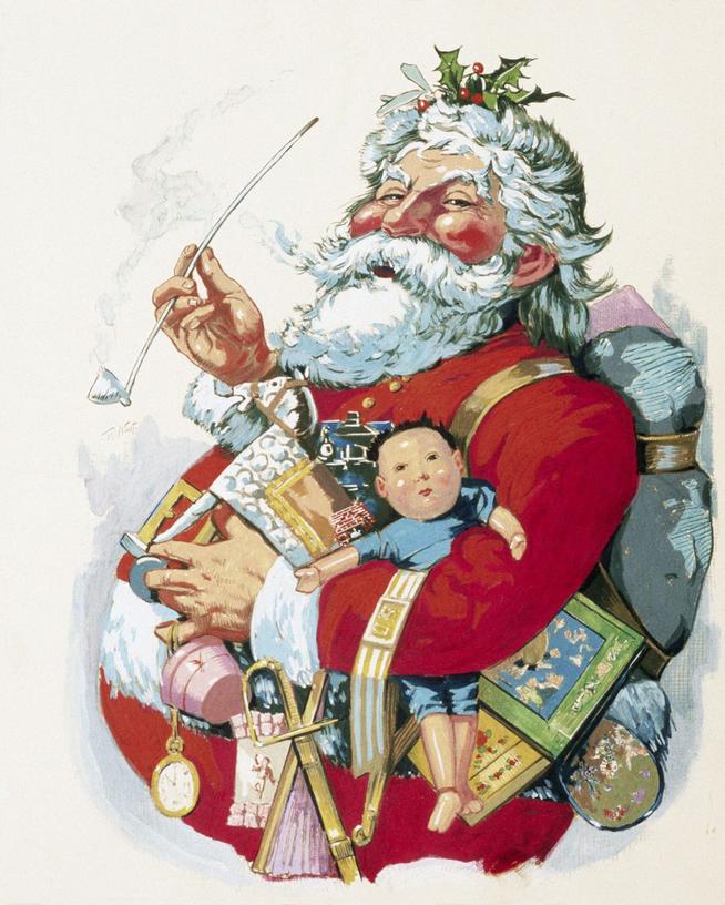 Santa Claus becomes part of mainstream American culture primarily during the 1820s and 1830s, with the publication of the poem "A Visit From St. Nicholas" in 1823 serving as the turning point that cements his image and widespread popularity nationwide by the 1830s.