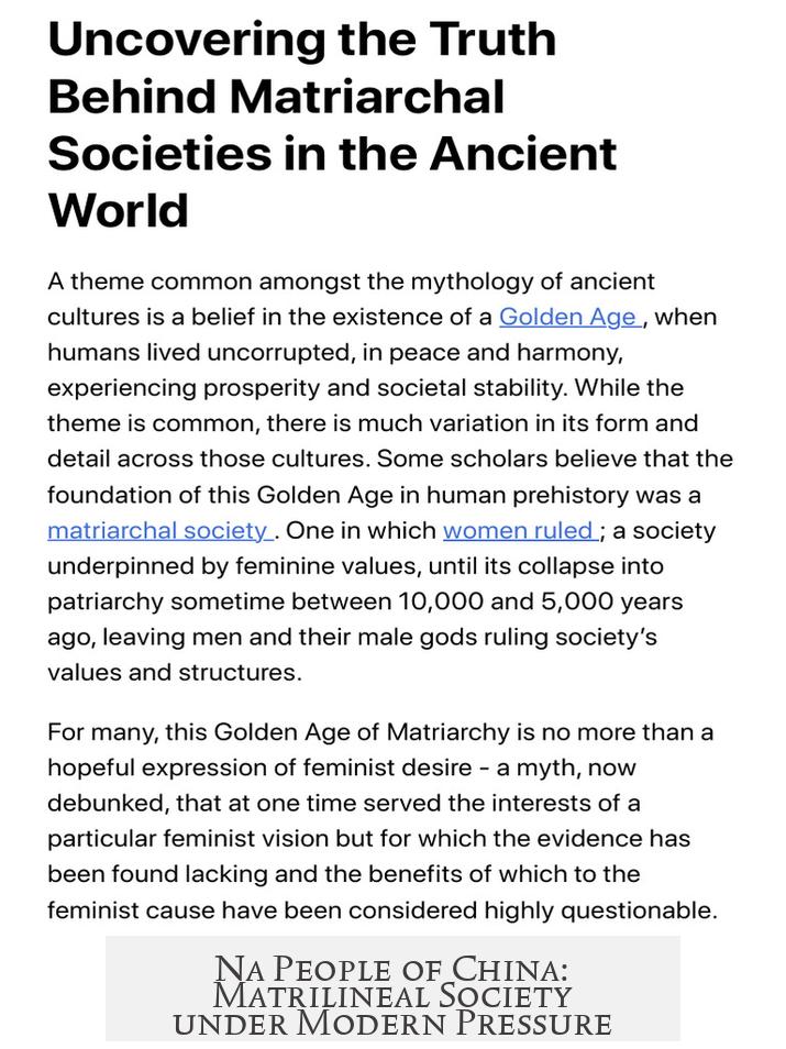 Na People of China: Matrilineal Society under Modern Pressure