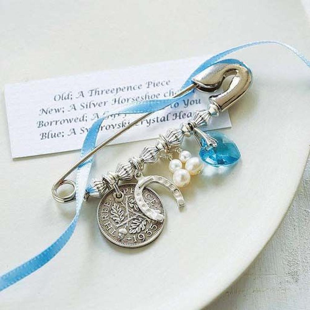 The phrase's exact origin is unclear, but it gained popularity during the 19th century in England. It likely evolved as a way to incorporate good luck charms into wedding customs.