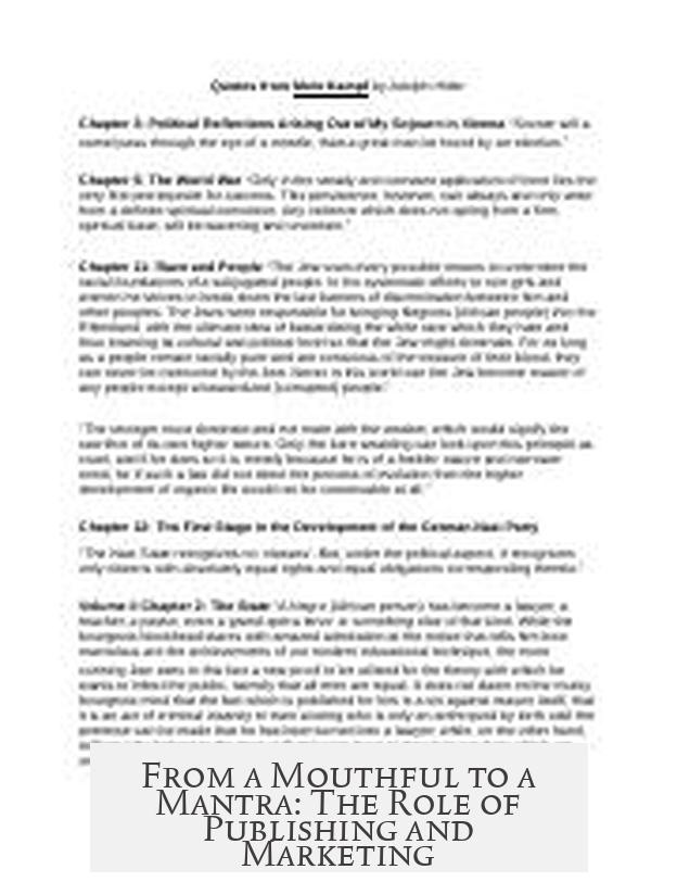 From a Mouthful to a Mantra: The Role of Publishing and Marketing