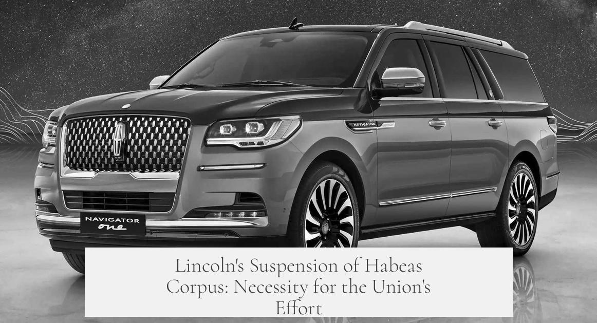 Lincoln's Suspension of Habeas Corpus: Necessity for the Union's Effort