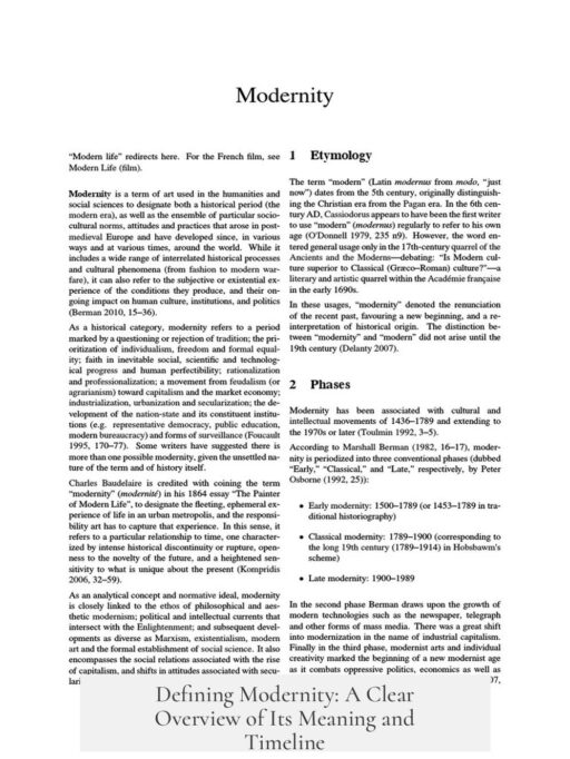 Defining Modernity: A Clear Overview of Its Meaning and Timeline
