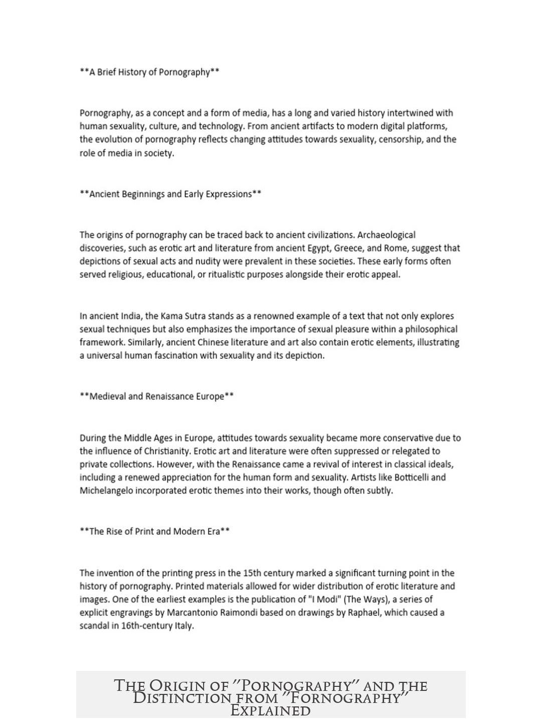 The Origin of "Pornography" and the Distinction from "Fornography" Explained
