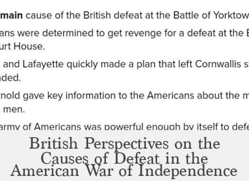 British Perspectives on the Causes of Defeat in the American War of Independence