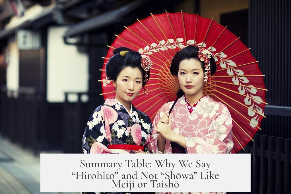 Summary Table: Why We Say “Hirohito” and Not “Shōwa” Like Meiji or Taishō