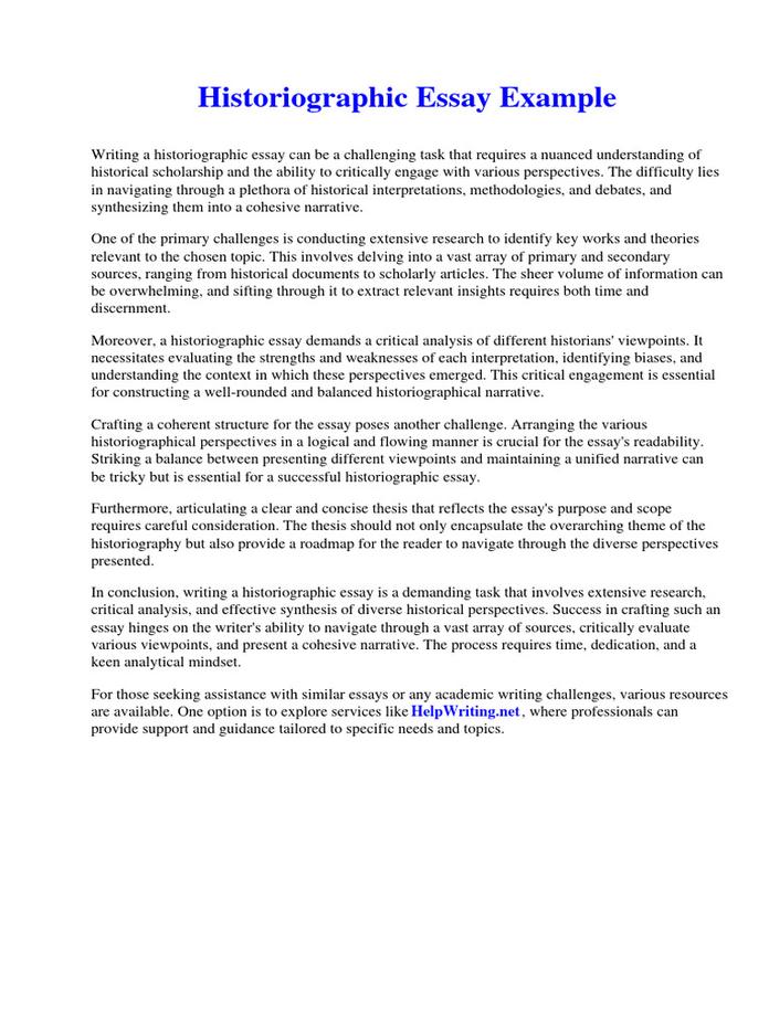 To get better examples and guidance without sharing specific student essays, exploring online resources such as academic forums or dedicated history help sites is useful. For instance, the [AskHistorians subreddit](https://www.reddit.com/r/AskHistorians/comments/dgfb2o/im_having_trouble_understanding_how_to_write_a/) offers detailed explanations on writing historiography essays. Tools like RemindMeBot can assist with follow-ups to receive answers over time.