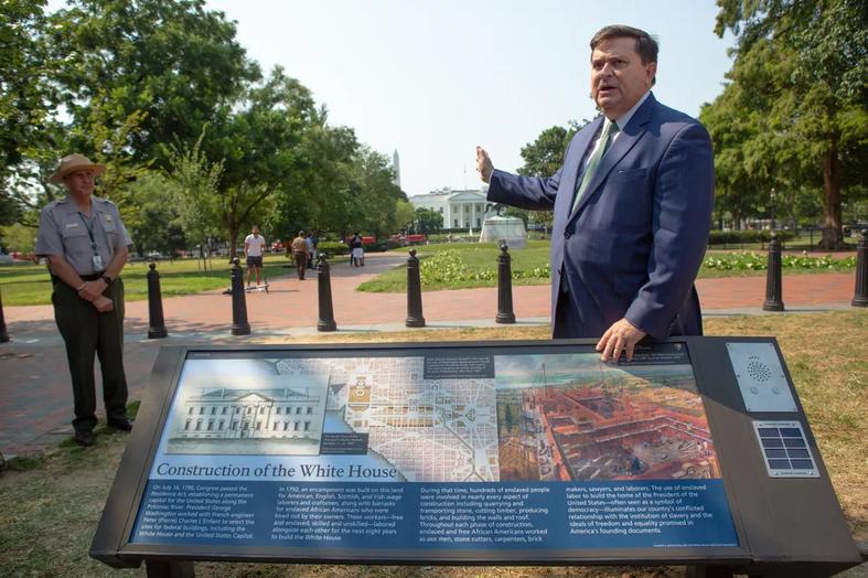 The White House was damaged by British forces in 1814 during the War of 1812 and rebuilt thereafter. Enslaved labor again played a major role in the reconstruction, continuing the pattern of forced labor in important federal projects.