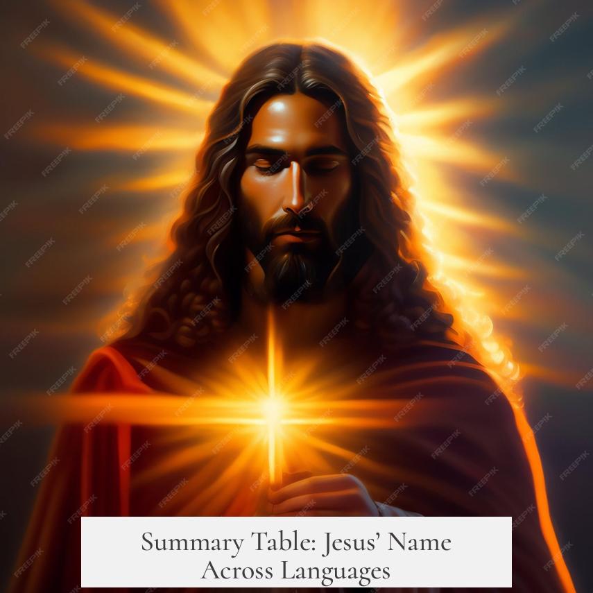 Summary Table: Jesus’ Name Across Languages